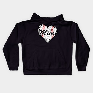 Baseball Mimi Retro Heart Baseball Grandma Mother's Day Kids Hoodie